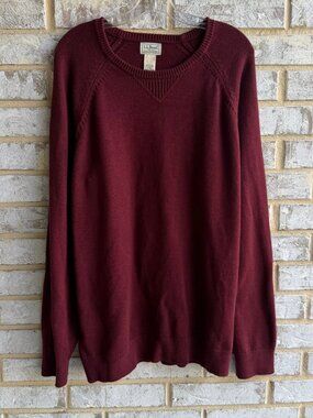 L.L. Bean Long Sleeve Crew Neck Cotton/Cashmere Burgundy Sweater Size L Tall